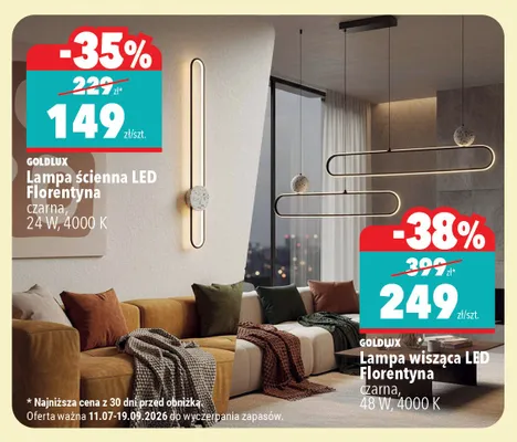Lampa wisząca LED Goldlux Florentyna czarna 48W 4000K promocja w Biedronka Home