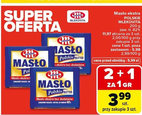 Masło ekstra Polskie różne rodzaje promocja w Carrefour