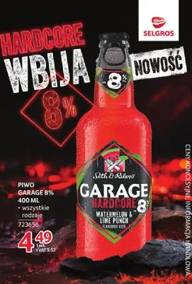 Piwo Garage Hardcore 8% Watermelon & Lime Punch 400 ml promocja w Selgros