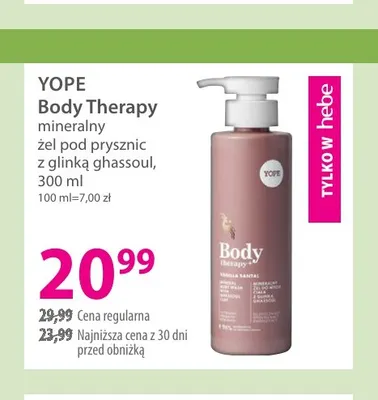 Body Therapy mineralny żel pod prysznic z glinką ghassoul Yope promocja w Hebe