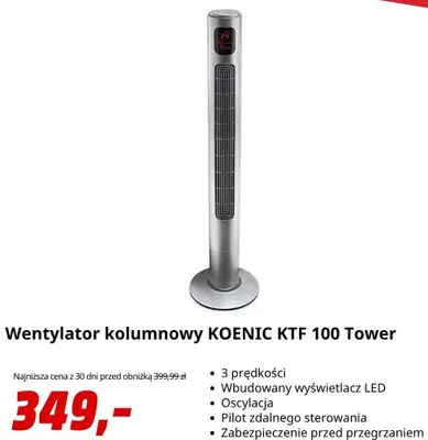 Wentylator kolumnowy KOENIC KTF 100 Tower promocja w Media Markt