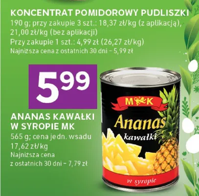 Ananas kawałki w syropie promocja w Stokrotka