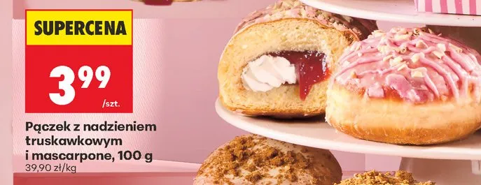 Pączek z nadzieniem truskawkowym i mascarpone promocja w Biedronka
