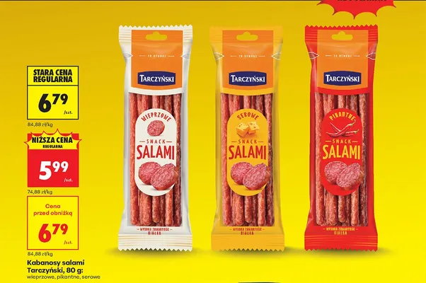 Kabanosy salami wieprzowe promocja w Biedronka