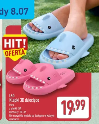 Klapki 3D dziecięce L&D promocja w Aldi