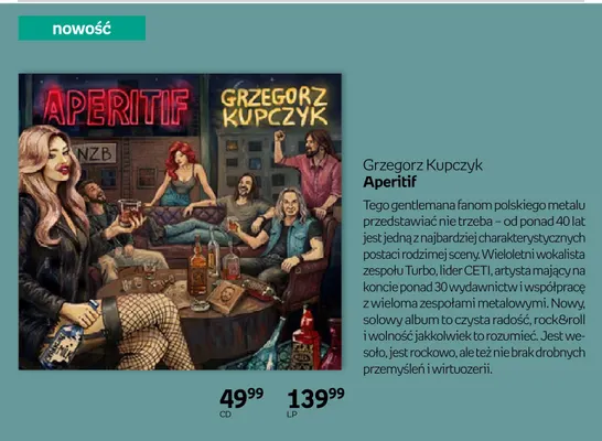 Płyta winylowa LP Grzegorz Kupczyk Aperitif promocja w Empik