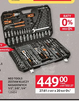 Zestaw kluczy nasadowych 1/2", 3/8", 1/4" Neo Tools promocja w Selgros