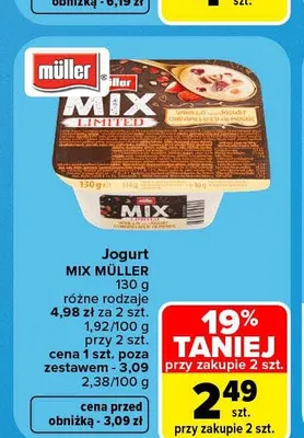 Jogurt Mix Müller promocja w Carrefour