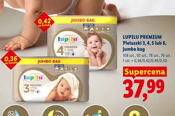 Pieluszki Lupilu Premium 4 jumbo bag promocja w Lidl