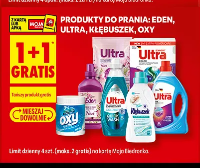 Produkty do prania Eden, Ultra, Kłębuszek, Oxy promocja w Biedronka