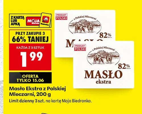 Masło Ekstra z Polskiej Mleczarni promocja w Biedronka
