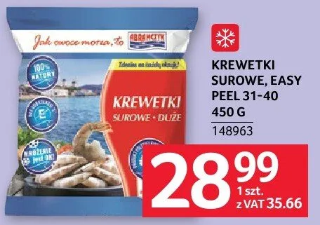Krewetki surowe easy peel 31-40 450 g promocja w Selgros