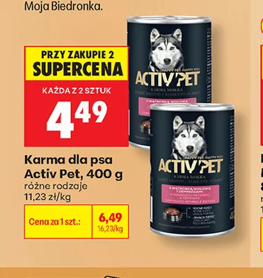 Karma dla psa Activ Pet promocja w Biedronka