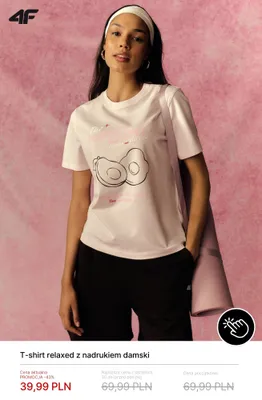 T-shirt relaxed z nadrukiem damski 4F promocja w 4F
