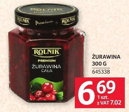 Żurawina Rolnik Premium 300 g promocja w Selgros