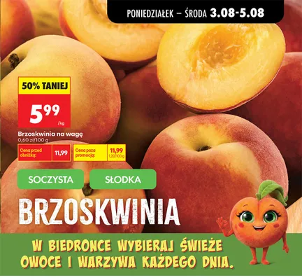 Brzoskwinia na wagę promocja w Biedronka