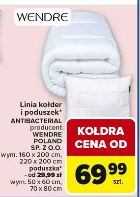 Linia kołder i poduszek ANTIBACTERIAL promocja w Carrefour
