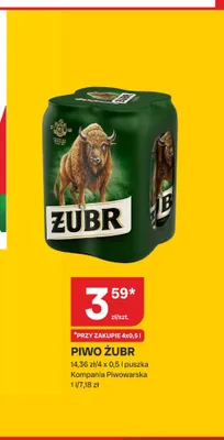 Piwo Żubr 4-pak 500ml promocja w Chorten