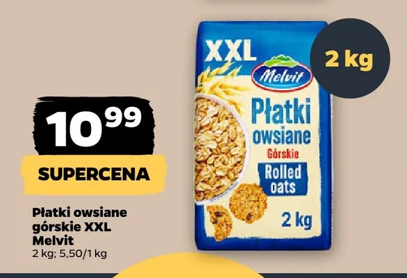 Płatki owsiane górskie XXL Melvit promocja w Netto