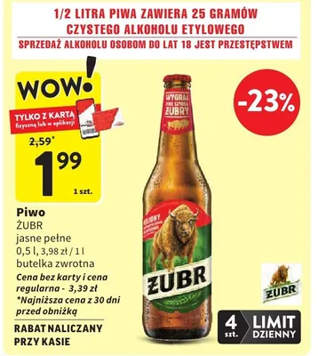 Piwo jasne pełne promocja w Intermarche