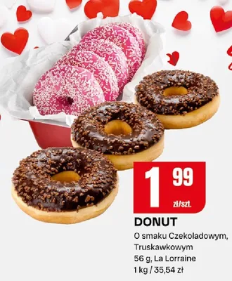 Donut o smaku czekoladowym, truskawkowym promocja w Chorten