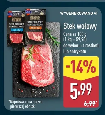 Stek wołowy z antrykotu Świat Wołowiny promocja w Aldi