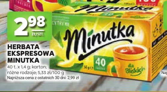 Herbata ekspresowa Minutka promocja w Stokrotka