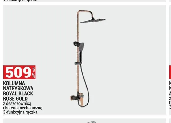 Kolumna natryskowa Royal Black Rose Gold 3-funkcyjna rączka promocja w Merkury Market