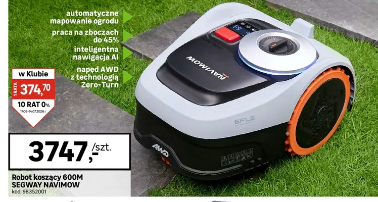 Robot koszący Segway Navimow 600 m promocja w Leroy Merlin