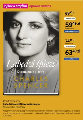 Książka Charles Spencer Łabędzi śpiew. Diana, moja siostra oprawa miękka Wydawnictwo Marginesy promocja w Empik