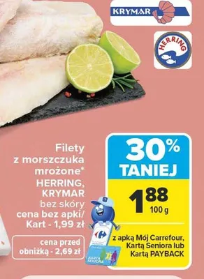 Filety z morszczuka mrożone bez skóry Krymar promocja w Carrefour