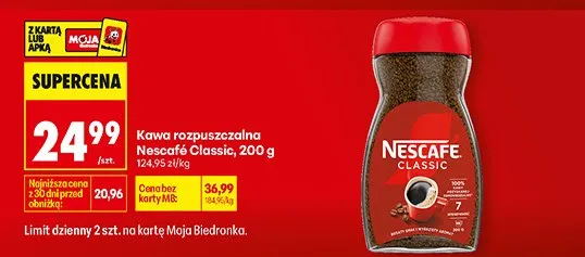 Kawa rozpuszczalna Nescafe Classic promocja w Biedronka