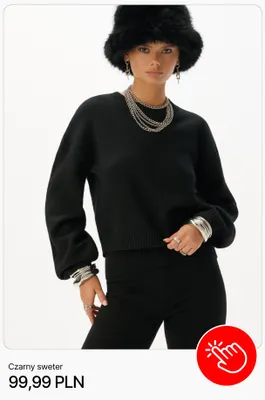 Czarny sweter Cropp promocja w Cropp