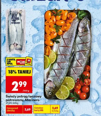 Świeży pstrąg tęczowy patroszony Marinero promocja w Biedronka
