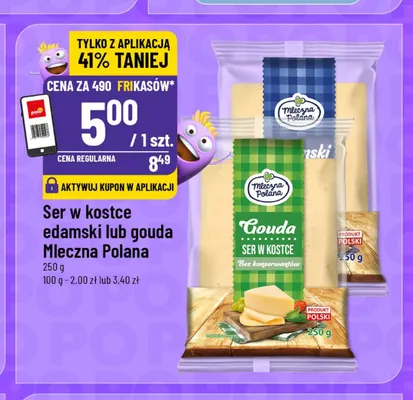 Ser w kostce edamski Mleczna Polana promocja w POLOmarket