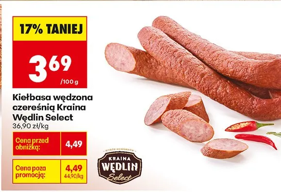 Kiełbasa wędzona czereśnia Select promocja w Biedronka