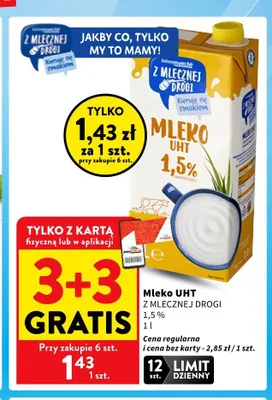 Mleko UHT Z Mlecznej Drogi 1,5% promocja w Intermarche