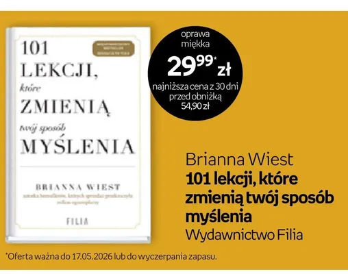 Książka 101 lekcji które zmienią twój sposób myślenia Brianna Wiest oprawa miękka promocja w Empik
