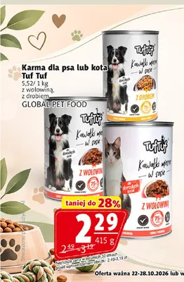 Karma dla psa lub kota Tuf Tuf z wołowiną promocja w Prim Market