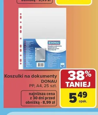 Koszulki na dokumenty Donau promocja w Carrefour