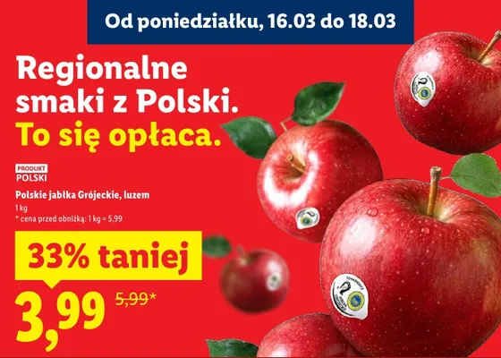 Jabłka Grójeckie, luzem promocja w Lidl