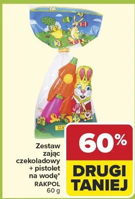 Zestaw zając czekoladowy + pistolet na wodę promocja w Carrefour
