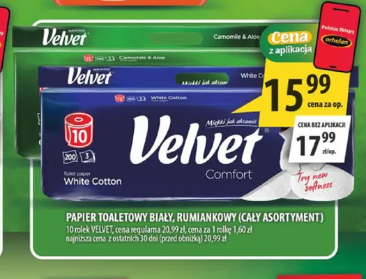 Papier toaletowy rumiankowy Velvet 10-pak promocja w Arhelan