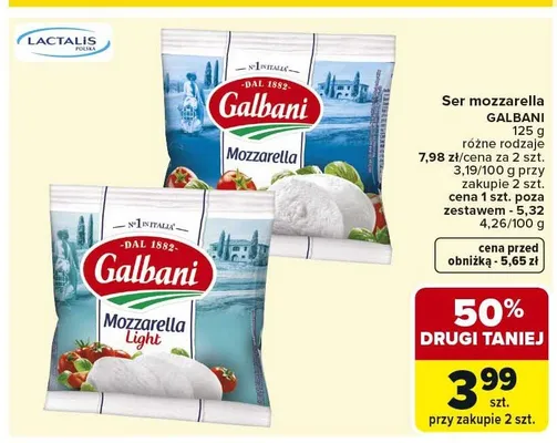 Ser mozzarella Galbani Light promocja w Carrefour Market