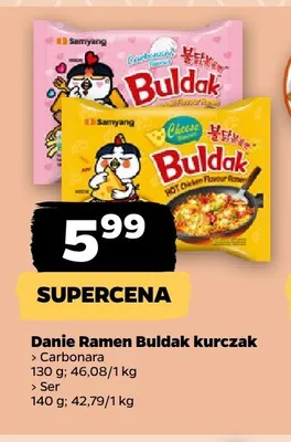 Danie Ramen Buldak kurczak Carbonara promocja w Netto