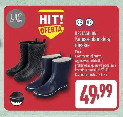 Kalosze damskie UP2FASHION promocja w Aldi