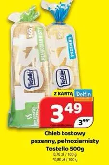 Chleb tostowy pełnoziarnisty Tostello promocja w Delfin