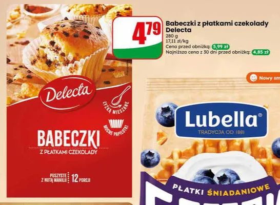 Babeczki z płatkami czekolady Delecta promocja w Dino