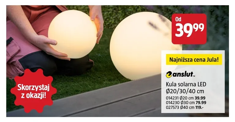Kula solarna LED Anslut Ø20 cm promocja w Jula
