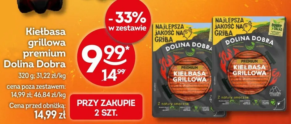 Kiełbasa grillowa premium Dolina Dobra promocja w Żabka